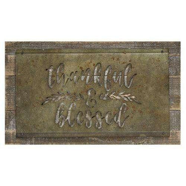 *Thankful and Blessed Rustic Wood and Metal Sign - The Fox Decor